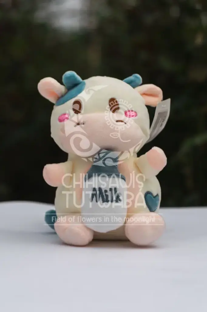 Peluche Vaca tetero azul