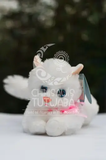 Peluche Gato Blanco Lazo Rosa