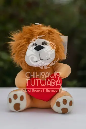 Peluche León Corazón Rojo