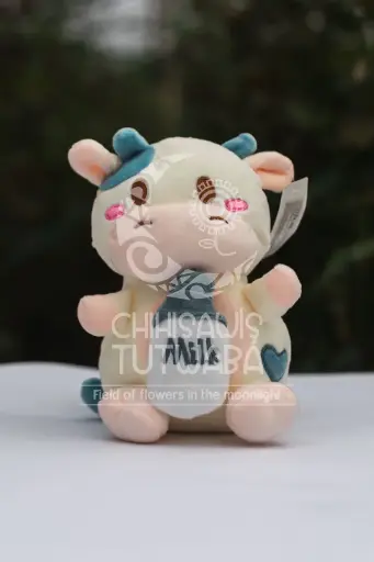 Peluche Vaca tetero azul