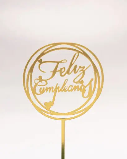 Pin "Feliz Cumpleaños" Redondo - Dorado